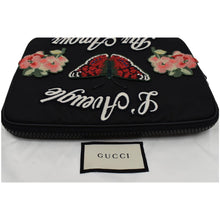 Load image into Gallery viewer, GUCCI Butterfly Techno Embroidered Canvas Tech Case Black 473883
