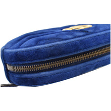 Load image into Gallery viewer, GUCCI GG Marmont Matelasse Velvet Belt Bag Blue 476434
