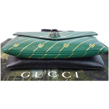 Load image into Gallery viewer, GUCCI Thiara Medium Double Smooth Leather Shoulder Bag Green/Black 524822
