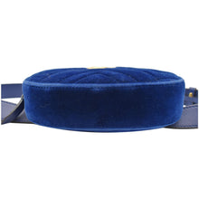 Load image into Gallery viewer, GUCCI GG Marmont Matelasse Velvet Belt Bag Blue 476434
