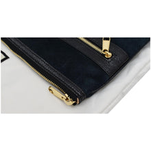 Load image into Gallery viewer, GUCCI Ophidia GG Suede Leather Pouch Clutch Bag Navy Blue 517551
