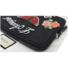 Load image into Gallery viewer, GUCCI Butterfly Techno Embroidered Canvas Tech Case Black 473883
