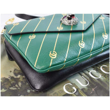 Load image into Gallery viewer, GUCCI Thiara Medium Double Smooth Leather Shoulder Bag Green/Black 524822
