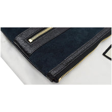 Load image into Gallery viewer, GUCCI Ophidia GG Suede Leather Pouch Clutch Bag Navy Blue 517551
