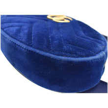 Load image into Gallery viewer, GUCCI GG Marmont Matelasse Velvet Belt Bag Blue 476434
