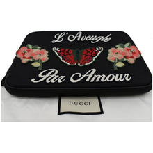 Load image into Gallery viewer, GUCCI Butterfly Techno Embroidered Canvas Tech Case Black 473883
