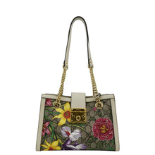 Load image into Gallery viewer, GUCCI Padlock Flora Small GG Supreme Canvas Shoulder Bag Beige 498156
