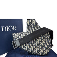 Load image into Gallery viewer, CHRISTIAN DIOR Saddle Oblique Jacquard Crossbody Bag Navy Grey
