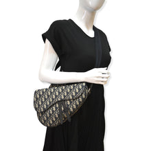 Load image into Gallery viewer, CHRISTIAN DIOR Saddle Oblique Jacquard Crossbody Bag Navy Grey
