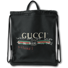 Load image into Gallery viewer, GUCCI Drawstring Print Leather Backpack Bag Black 494053
