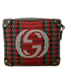 Load image into Gallery viewer, GUCCI Houndstooth Stripe Interlocking G Trunk Shoulder Bag Red 626363
