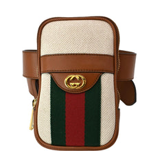 Load image into Gallery viewer, GUCCI Phone Case Vintage Canvas Belt Bag Dark Brown 581519
