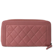 Load image into Gallery viewer, CHANEL Small Boy Lambskin Zip Around Long Wallet Pink
