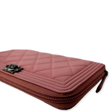 Load image into Gallery viewer, CHANEL Small Boy Lambskin Zip Around Long Wallet Pink
