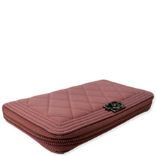 Load image into Gallery viewer, CHANEL Small Boy Lambskin Zip Around Long Wallet Pink
