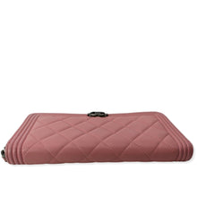 Load image into Gallery viewer, CHANEL Small Boy Lambskin Zip Around Long Wallet Pink
