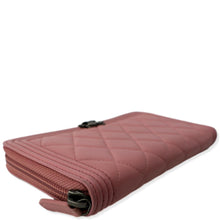 Load image into Gallery viewer, CHANEL Small Boy Lambskin Zip Around Long Wallet Pink
