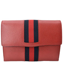 Load image into Gallery viewer, Preloved Gucci Totem Web Leather Clutch Bag Red - Buy Now
