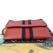 Load image into Gallery viewer, Preloved Gucci Totem Web Leather Clutch Bag Red - Buy Now
