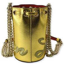 Load image into Gallery viewer, CHRISTIAN LOUBOUTIN Mary Jane Bucket Mini Leather Shoulder Bag Gold
