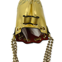 Load image into Gallery viewer, CHRISTIAN LOUBOUTIN Mary Jane Bucket Mini Leather Shoulder Bag Gold
