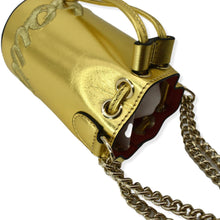 Load image into Gallery viewer, CHRISTIAN LOUBOUTIN Mary Jane Bucket Mini Leather Shoulder Bag Gold
