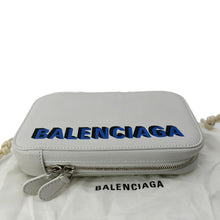 Load image into Gallery viewer, BALENCIAGA Logo Print Leather Strap Cash Phone Holder White
