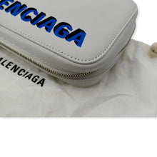 Load image into Gallery viewer, BALENCIAGA Logo Print Leather Strap Cash Phone Holder White
