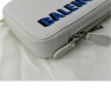 Load image into Gallery viewer, BALENCIAGA Logo Print Leather Strap Cash Phone Holder White
