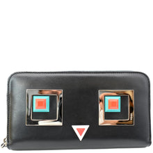 Load image into Gallery viewer, FENDI Century Hypnoteyes Continental Vitello Leather Zip Around Wallet Black
