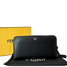 Load image into Gallery viewer, FENDI Century Hypnoteyes Continental Vitello Leather Zip Around Wallet Black
