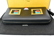 Load image into Gallery viewer, FENDI Century Hypnoteyes Continental Vitello Leather Zip Around Wallet Black
