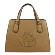 Load image into Gallery viewer, GUCCI Soho Leather Top Handle Hobo Bag Beige 607722
