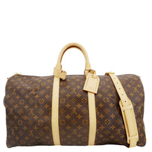 Load image into Gallery viewer, LOUIS VUITTON Keepall 55 Bandouliere Monogram Canvas Travel Bag Brown
