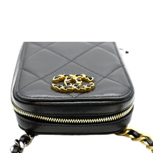 Load image into Gallery viewer, CHANEL 19 Zip Quilted Leather Phone Case Black
