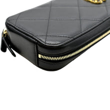 Load image into Gallery viewer, CHANEL 19 Zip Quilted Leather Phone Case Black
