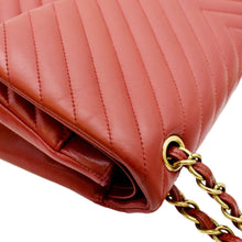 Load image into Gallery viewer, CHANEL Chevron Jumbo Rectangular Flap Quilted Leather Shoulder Bag Red (Repainted)
