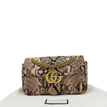 Load image into Gallery viewer, GUCCI GG Marmont Snake Print Leather Crossbody Bag Brown 443497
