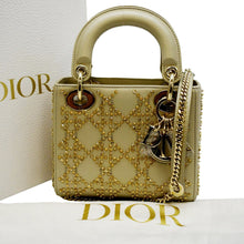 Load image into Gallery viewer, CHRISTIAN DIOR Mini Lady Dior Lambskin Leather Shoulder Bag Platinum Metallic
