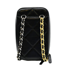 Load image into Gallery viewer, CHANEL 19 Zip Quilted Leather Phone Case Black
