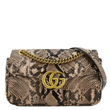 Load image into Gallery viewer, GUCCI GG Marmont Snake Print Leather Crossbody Bag Brown 443497
