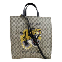 Load image into Gallery viewer, GUCCI L&#39;Aveugle Par Amour Print Vertical Canvas Tote Bag Beige 450950
