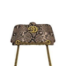 Load image into Gallery viewer, GUCCI GG Marmont Snake Print Leather Crossbody Bag Brown 443497
