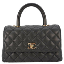 Load image into Gallery viewer, CHANEL Coco Flap Small Quilted Caviar Leather Handle Shoulder Bag Black
