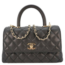 Load image into Gallery viewer, CHANEL Coco Flap Small Quilted Caviar Leather Handle Shoulder Bag Black
