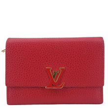 Load image into Gallery viewer, Elegant LOUIS VUITTON Capucines Taurillon Compact Red Wallet
