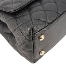 Load image into Gallery viewer, CHANEL Coco Flap Small Quilted Caviar Leather Handle Shoulder Bag Black
