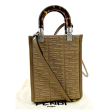 Load image into Gallery viewer, FENDI Mini Sunshine Plexiglass Technical Fabric Vitello Ceylon Shopper Tote Crossbody Bag Sand
