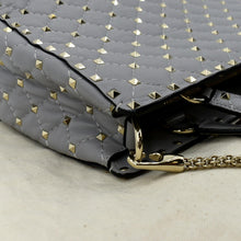 Load image into Gallery viewer, VALENTINO Rockstud Spike Quilted Leather Tote Crossbody Bag Grey
