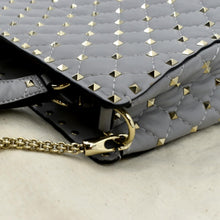 Load image into Gallery viewer, VALENTINO Rockstud Spike Quilted Leather Tote Crossbody Bag Grey
